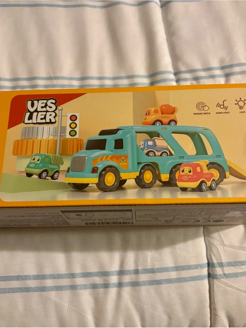 Kids Toy Car Carrier Truck - Teal and Yellow BNIB!